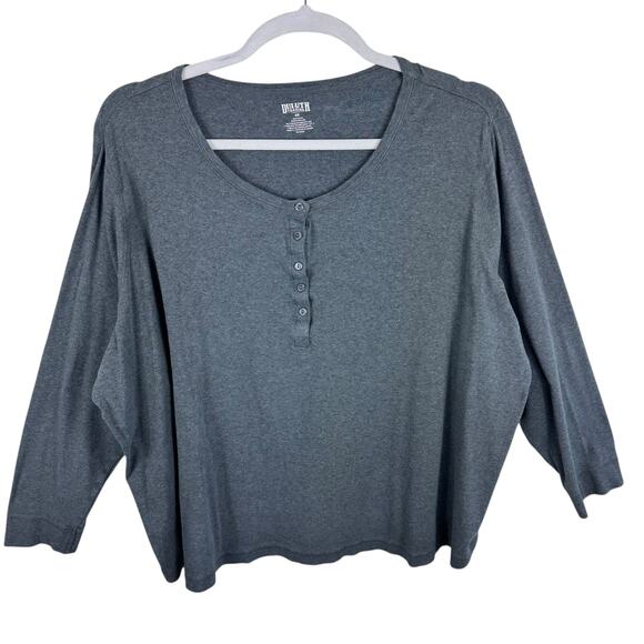 Duluth Trading Co. 100% Cotton Green Long Sleeve 1/4 Button Shirt Plus Size 4X - Picture 1 of 4